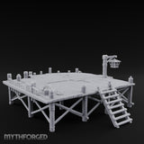 Lantern-Hung Ladder-Accessed Raised Dockside Platform Miniature for Dungeons and Dragons, Pathfinder or other TTRPGs