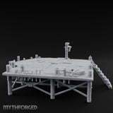 Lantern-Hung Ladder-Accessed Raised Dockside Platform Miniature for Dungeons and Dragons, Pathfinder or other TTRPGs