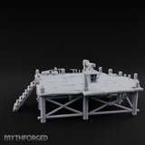 Lantern-Hung Ladder-Accessed Raised Dockside Platform Miniature for Dungeons and Dragons, Pathfinder or other TTRPGs