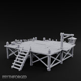 Lantern-Hung Ladder-Accessed Raised Dockside Platform Miniature for Dungeons and Dragons, Pathfinder or other TTRPGs