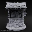 Lantern-Hung Skull-Scattered Necromancer Notice Board Stall Miniature for Dungeons and Dragons, Pathfinder or other TTRPGs