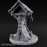 Lantern-Hung Skull-Scattered Necromancer Notice Board Stall Miniature for Dungeons and Dragons, Pathfinder or other TTRPGs