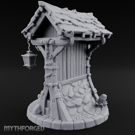 Lantern-Hung Skull-Scattered Necromancer Notice Board Stall Miniature for Dungeons and Dragons, Pathfinder or other TTRPGs