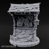 Lantern-Hung Skull-Scattered Necromancer Notice Board Stall Miniature for Dungeons and Dragons, Pathfinder or other TTRPGs