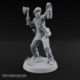 Lantern Raised Human Monster Hunter Miniature for Dungeons and Dragons, Pathfinder or other TTRPGs