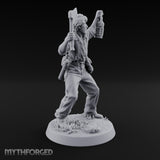 Lantern Raised Human Monster Hunter Miniature for Dungeons and Dragons, Pathfinder or other TTRPGs