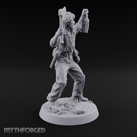 Lantern Raised Human Monster Hunter Miniature for Dungeons and Dragons, Pathfinder or other TTRPGs