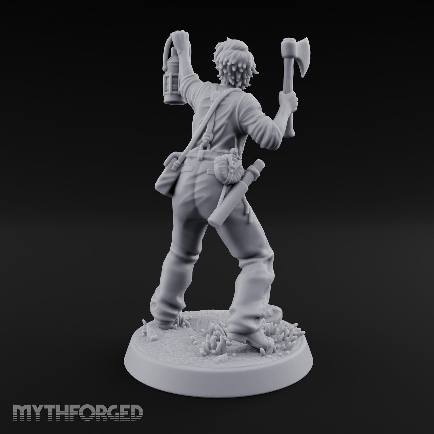 Lantern Raised Human Monster Hunter Miniature for Dungeons and Dragons, Pathfinder or other TTRPGs