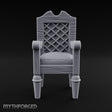 Lattice-Backed Cushion-Seated Pirate Captain's Chair Miniature for Dungeons and Dragons, Pathfinder or other TTRPGs