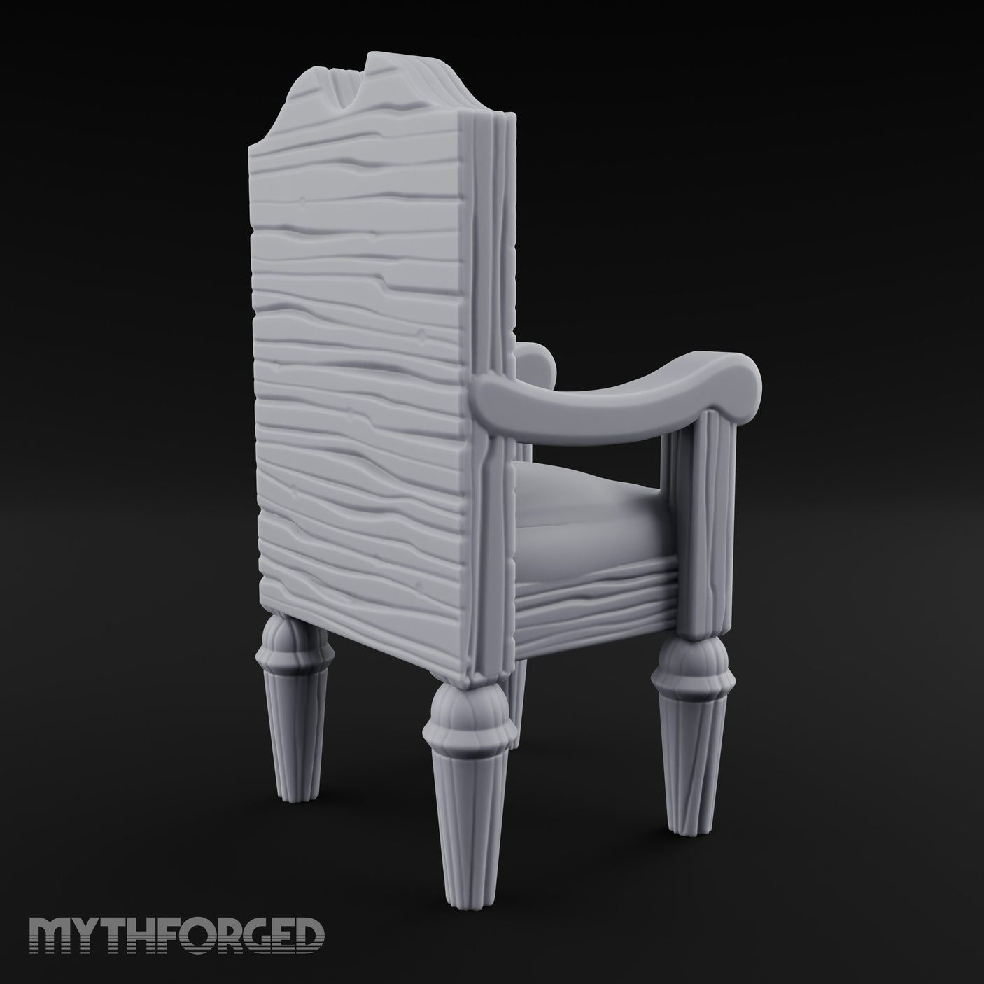 Lattice-Backed Cushion-Seated Pirate Captain's Chair Miniature for Dungeons and Dragons, Pathfinder or other TTRPGs
