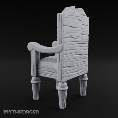 Lattice-Backed Cushion-Seated Pirate Captain's Chair Miniature for Dungeons and Dragons, Pathfinder or other TTRPGs