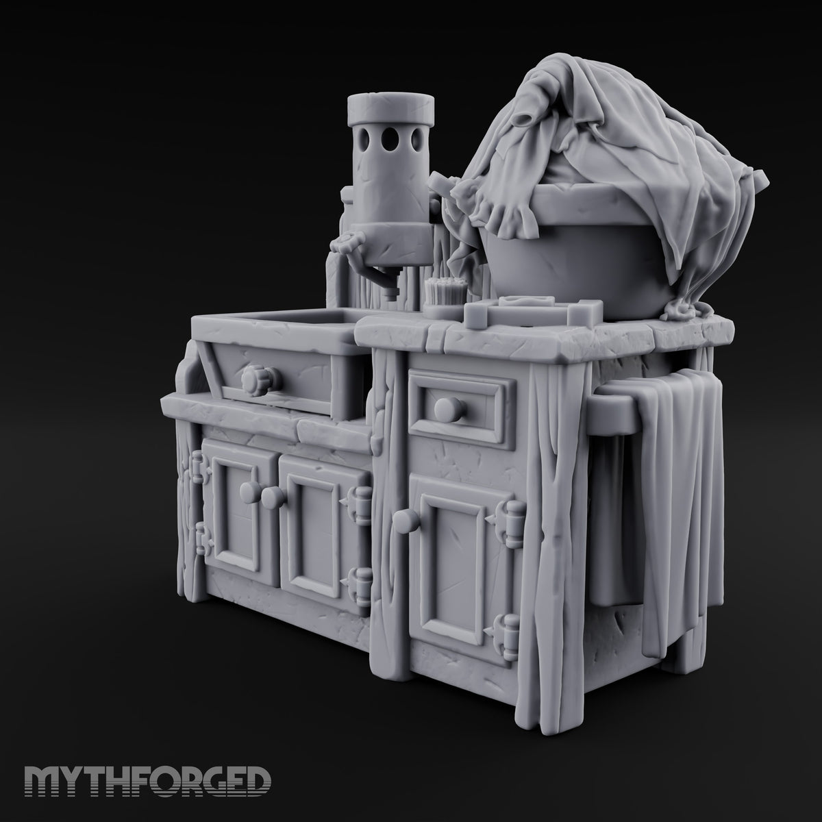 Scrub Brush Waiting Its Turn Wooden Laundry Sink Cabinet