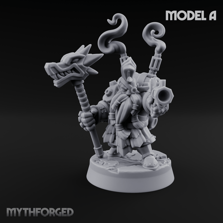 Clicking and Whirring Dwarf Artificers Miniature for Dungeons and Dragons, Pathfinder or other TTRPGs