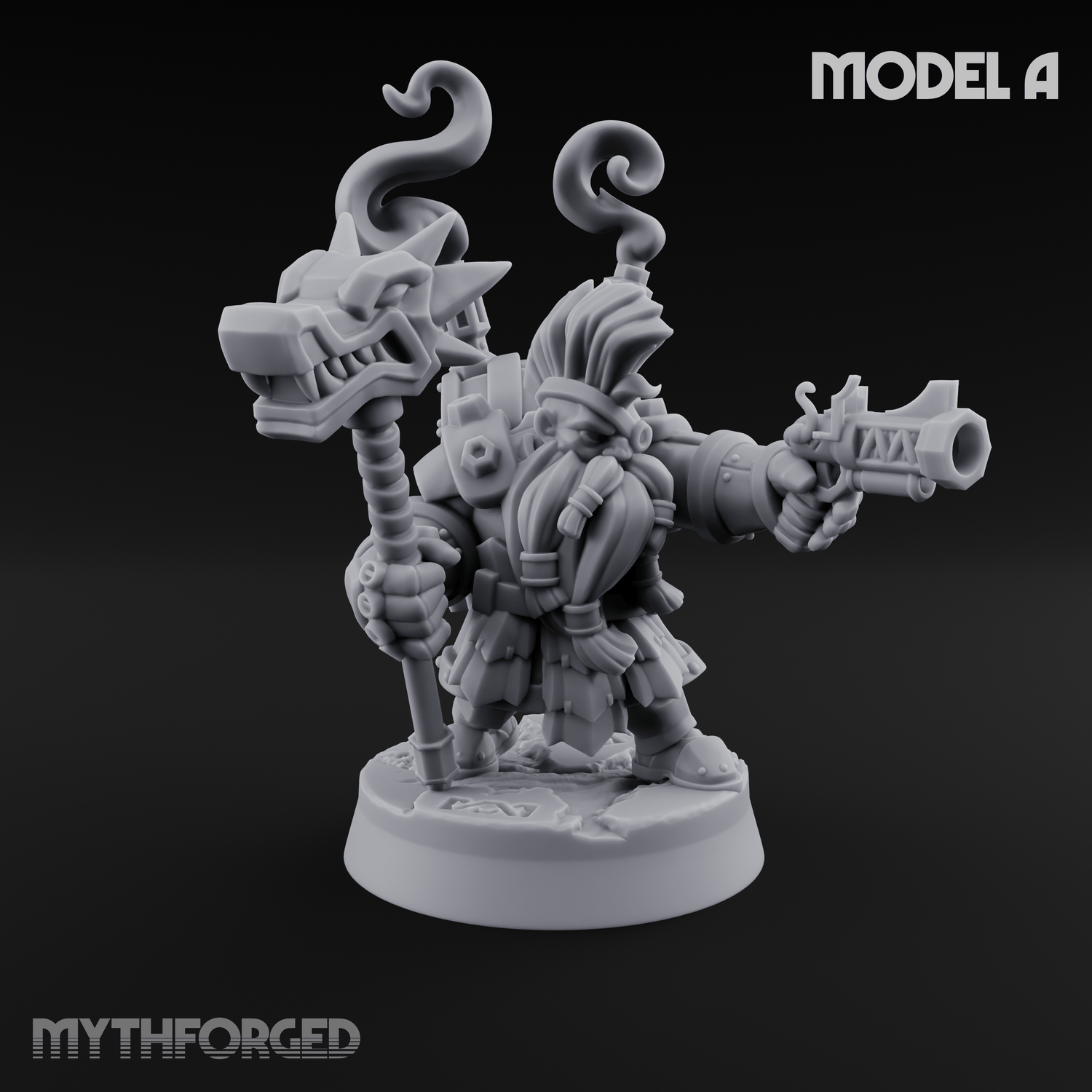 Clicking and Whirring Dwarf Artificers Miniature for Dungeons and Dragons, Pathfinder or other TTRPGs