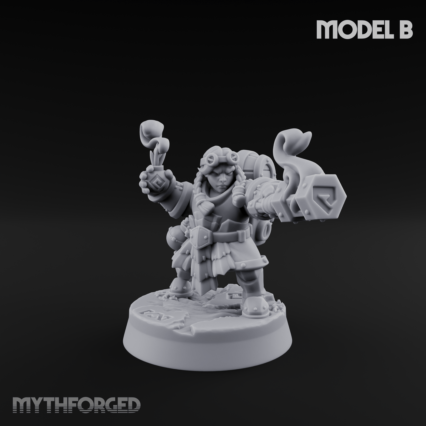 Clicking and Whirring Dwarf Artificers Miniature for Dungeons and Dragons, Pathfinder or other TTRPGs