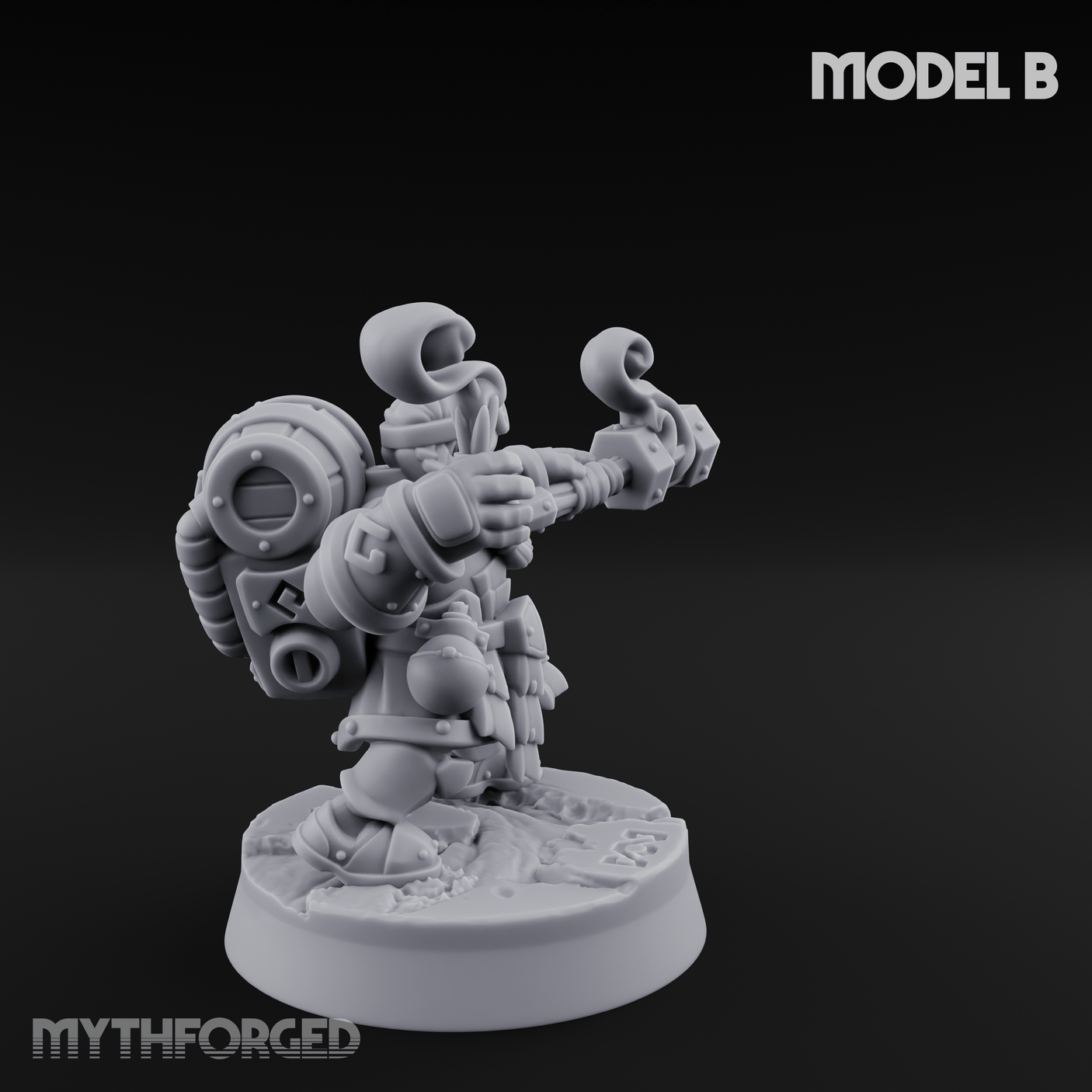 Clicking and Whirring Dwarf Artificers B Miniature for Dungeons and Dragons, Pathfinder or other TTRPGs