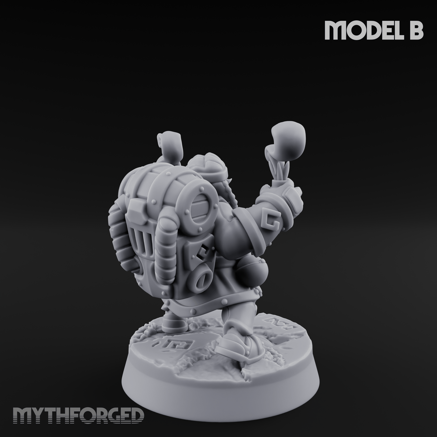 Clicking and Whirring Dwarf Artificers B Miniature for Dungeons and Dragons, Pathfinder or other TTRPGs