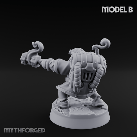 Clicking and Whirring Dwarf Artificers B Miniature for Dungeons and Dragons, Pathfinder or other TTRPGs