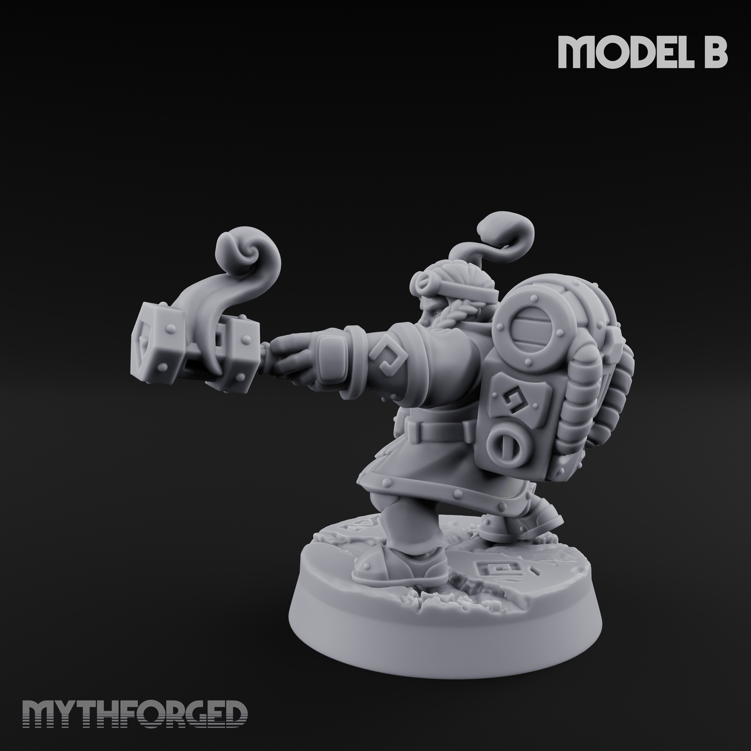 Clicking and Whirring Dwarf Artificers B Miniature for Dungeons and Dragons, Pathfinder or other TTRPGs