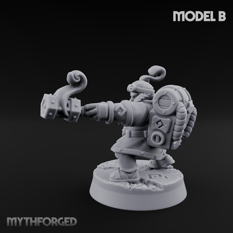 Clicking and Whirring Dwarf Artificers B Miniature for Dungeons and Dragons, Pathfinder or other TTRPGs