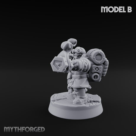 Clicking and Whirring Dwarf Artificers B Miniature for Dungeons and Dragons, Pathfinder or other TTRPGs