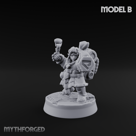 Clicking and Whirring Dwarf Artificers B Miniature for Dungeons and Dragons, Pathfinder or other TTRPGs