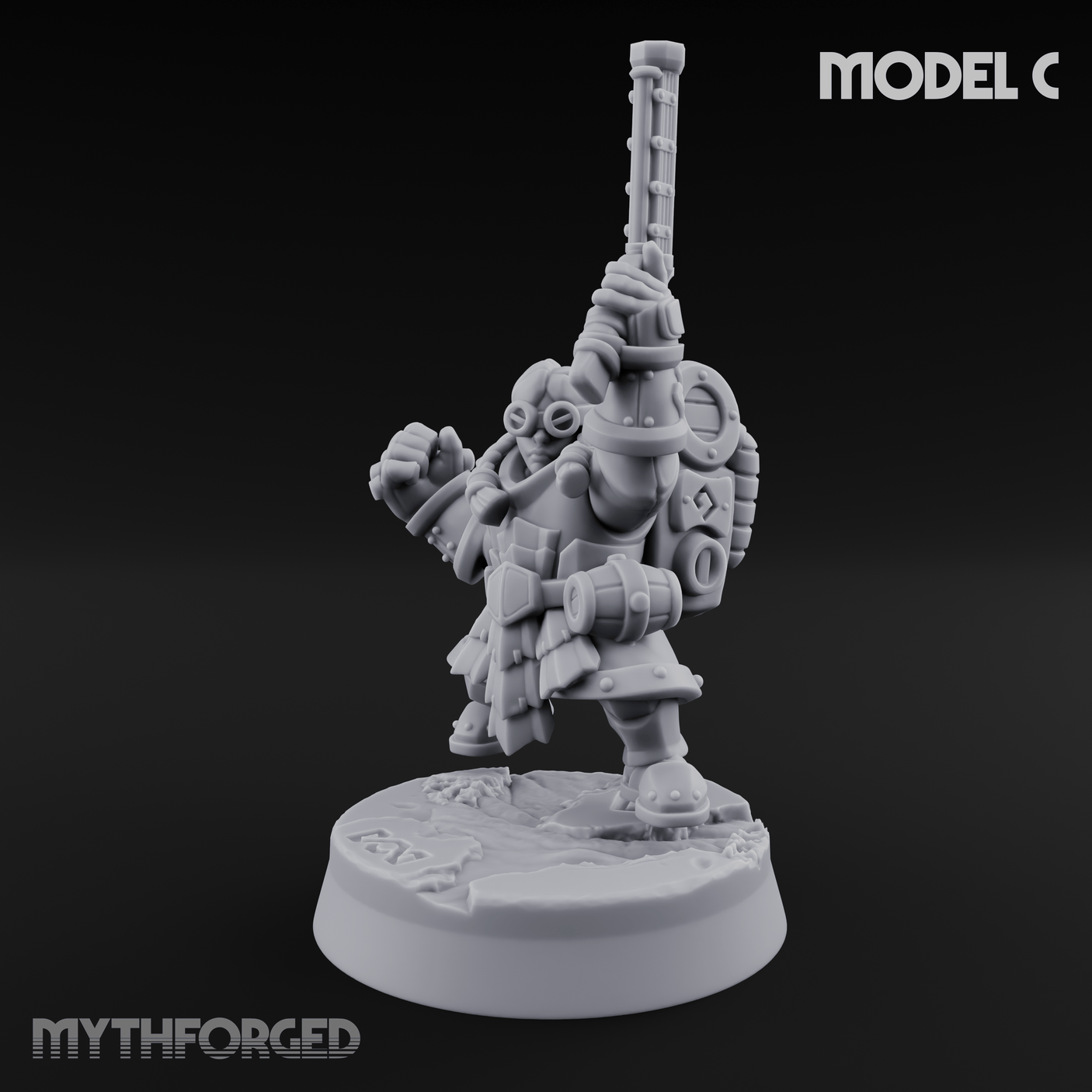 Clicking and Whirring Dwarf Artificers Miniature for Dungeons and Dragons, Pathfinder or other TTRPGs