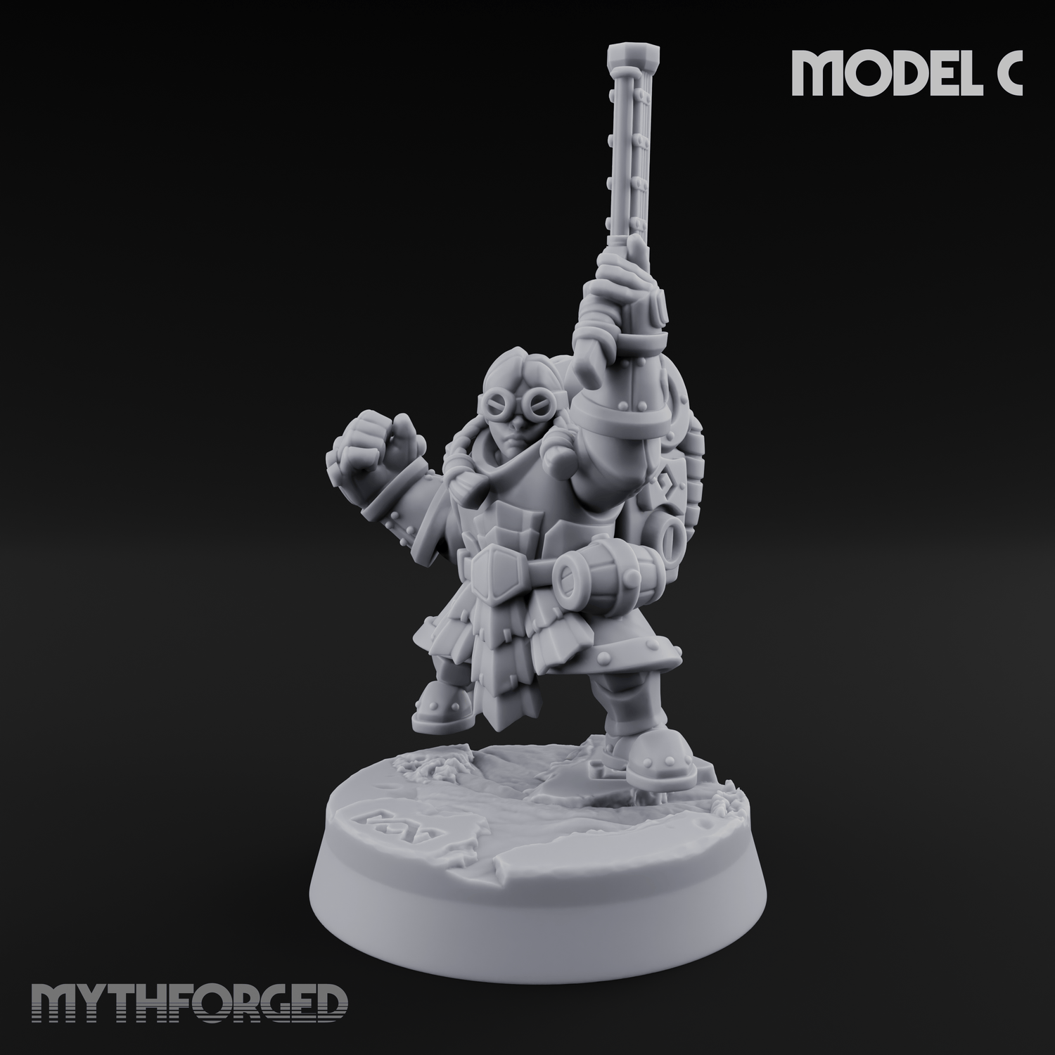 Clicking and Whirring Dwarf Artificers C Miniature for Dungeons and Dragons, Pathfinder or other TTRPGs
