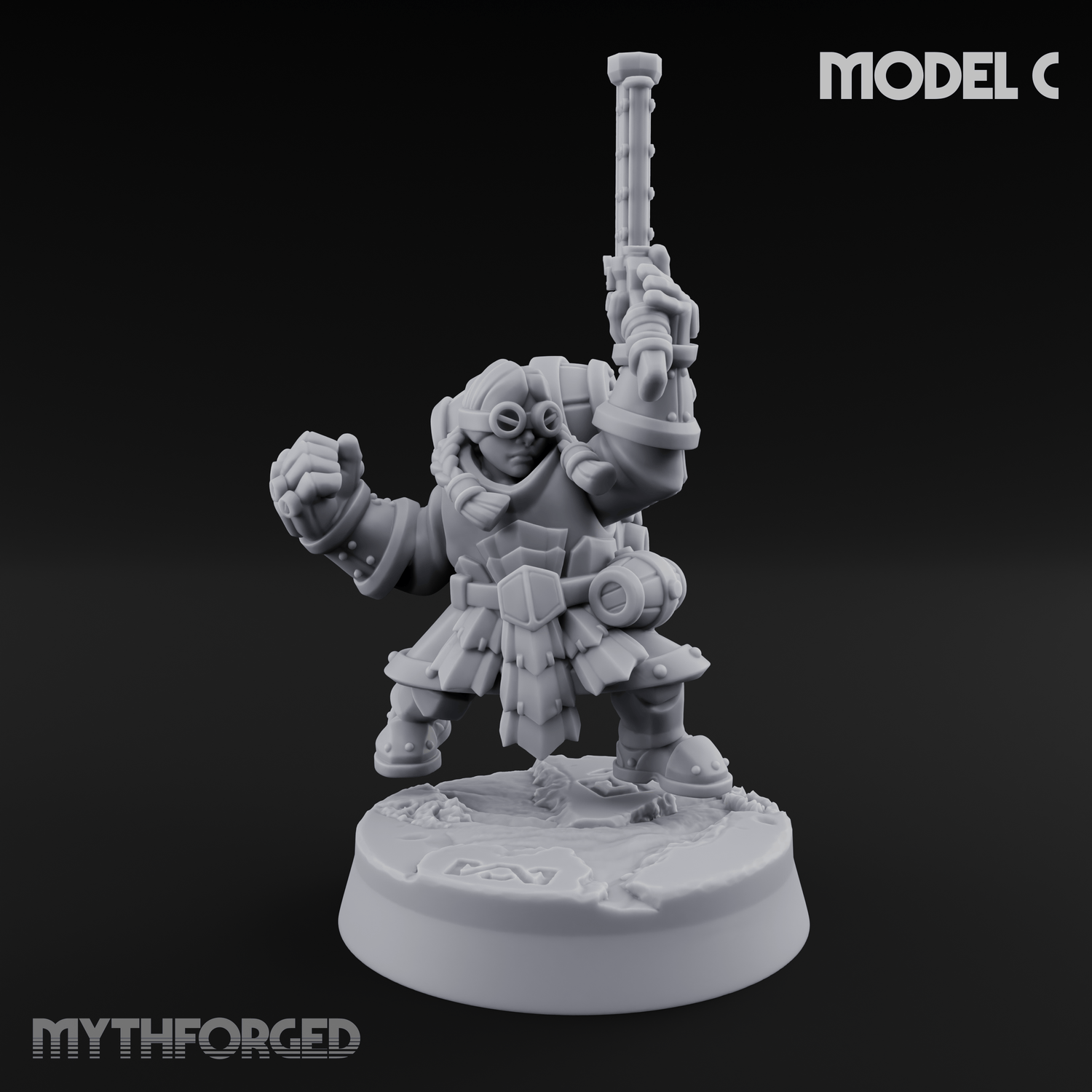 Clicking and Whirring Dwarf Artificers Miniature for Dungeons and Dragons, Pathfinder or other TTRPGs