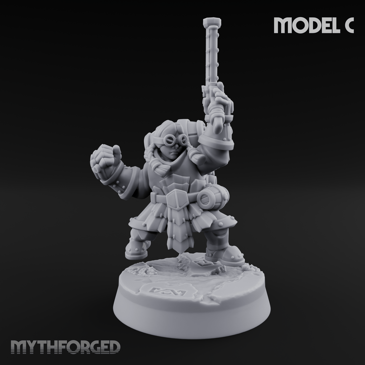 Clicking and Whirring Dwarf Artificers C Miniature for Dungeons and Dragons, Pathfinder or other TTRPGs