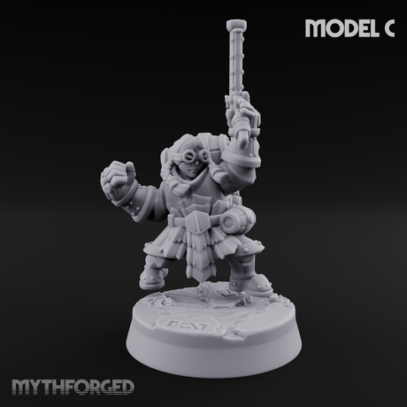 Clicking and Whirring Dwarf Artificers C Miniature for Dungeons and Dragons, Pathfinder or other TTRPGs