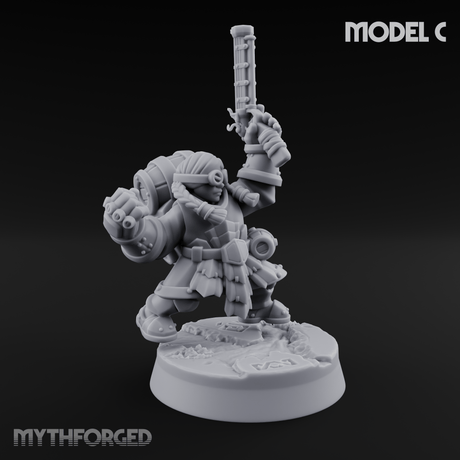 Clicking and Whirring Dwarf Artificers C Miniature for Dungeons and Dragons, Pathfinder or other TTRPGs