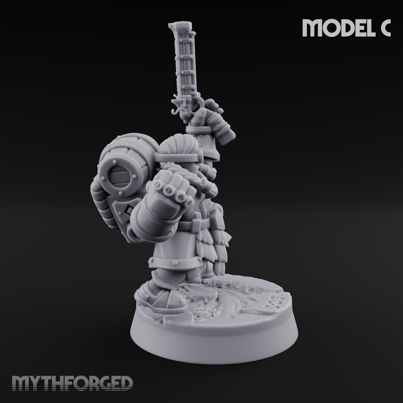 Clicking and Whirring Dwarf Artificers C Miniature for Dungeons and Dragons, Pathfinder or other TTRPGs