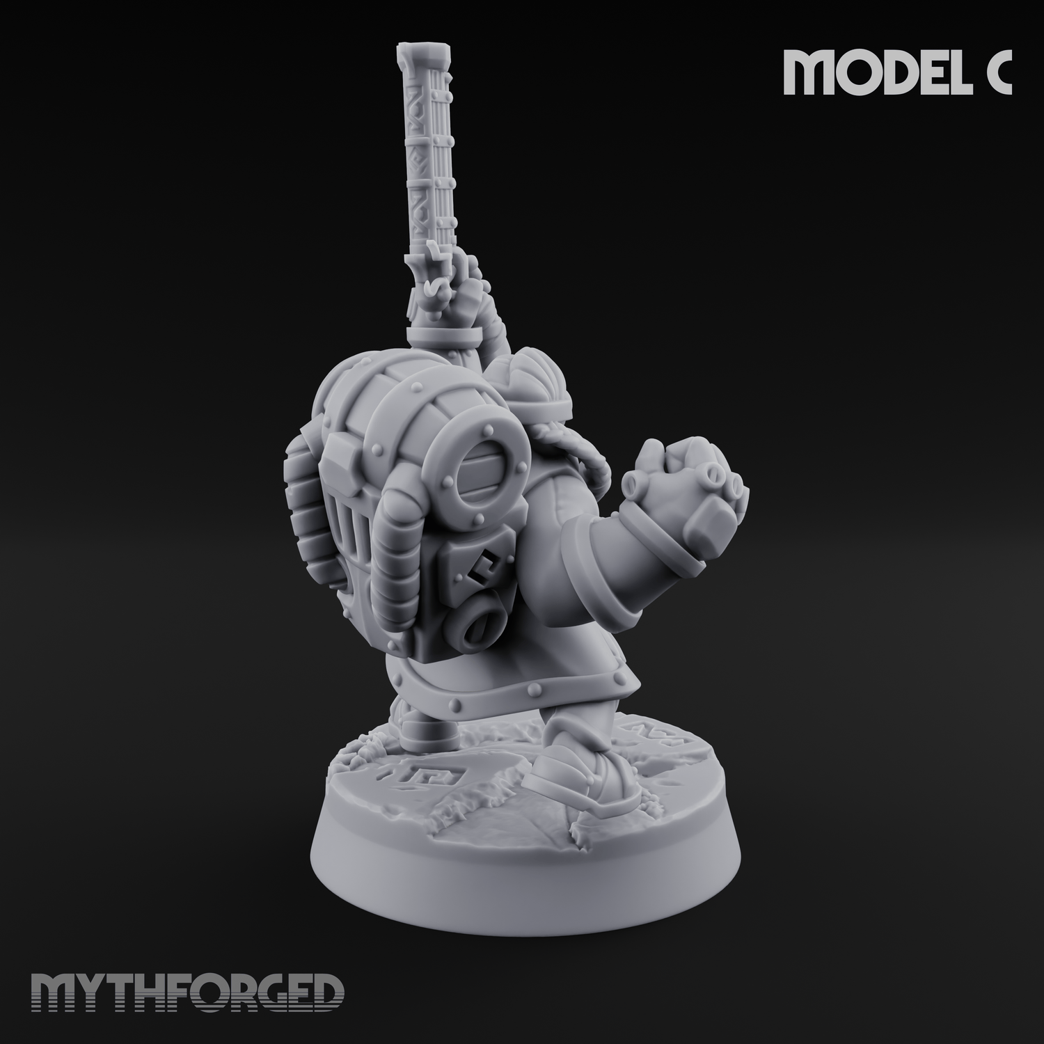 Clicking and Whirring Dwarf Artificers C Miniature for Dungeons and Dragons, Pathfinder or other TTRPGs