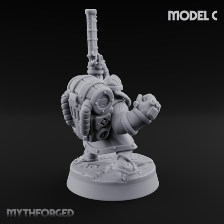 Clicking and Whirring Dwarf Artificers C Miniature for Dungeons and Dragons, Pathfinder or other TTRPGs