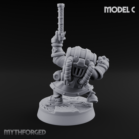 Clicking and Whirring Dwarf Artificers C Miniature for Dungeons and Dragons, Pathfinder or other TTRPGs