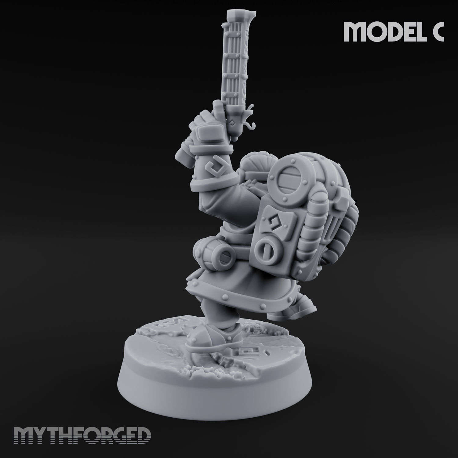Clicking and Whirring Dwarf Artificers C Miniature for Dungeons and Dragons, Pathfinder or other TTRPGs