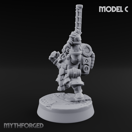 Clicking and Whirring Dwarf Artificers C Miniature for Dungeons and Dragons, Pathfinder or other TTRPGs
