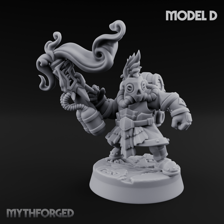 Clicking and Whirring Dwarf Artificers Miniature for Dungeons and Dragons, Pathfinder or other TTRPGs