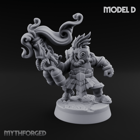 Clicking and Whirring Dwarf Artificers D Miniature for Dungeons and Dragons, Pathfinder or other TTRPGs