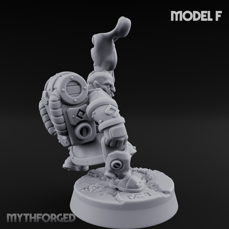Clicking and Whirring Dwarf Artificers F Miniature for Dungeons and Dragons, Pathfinder or other TTRPGs