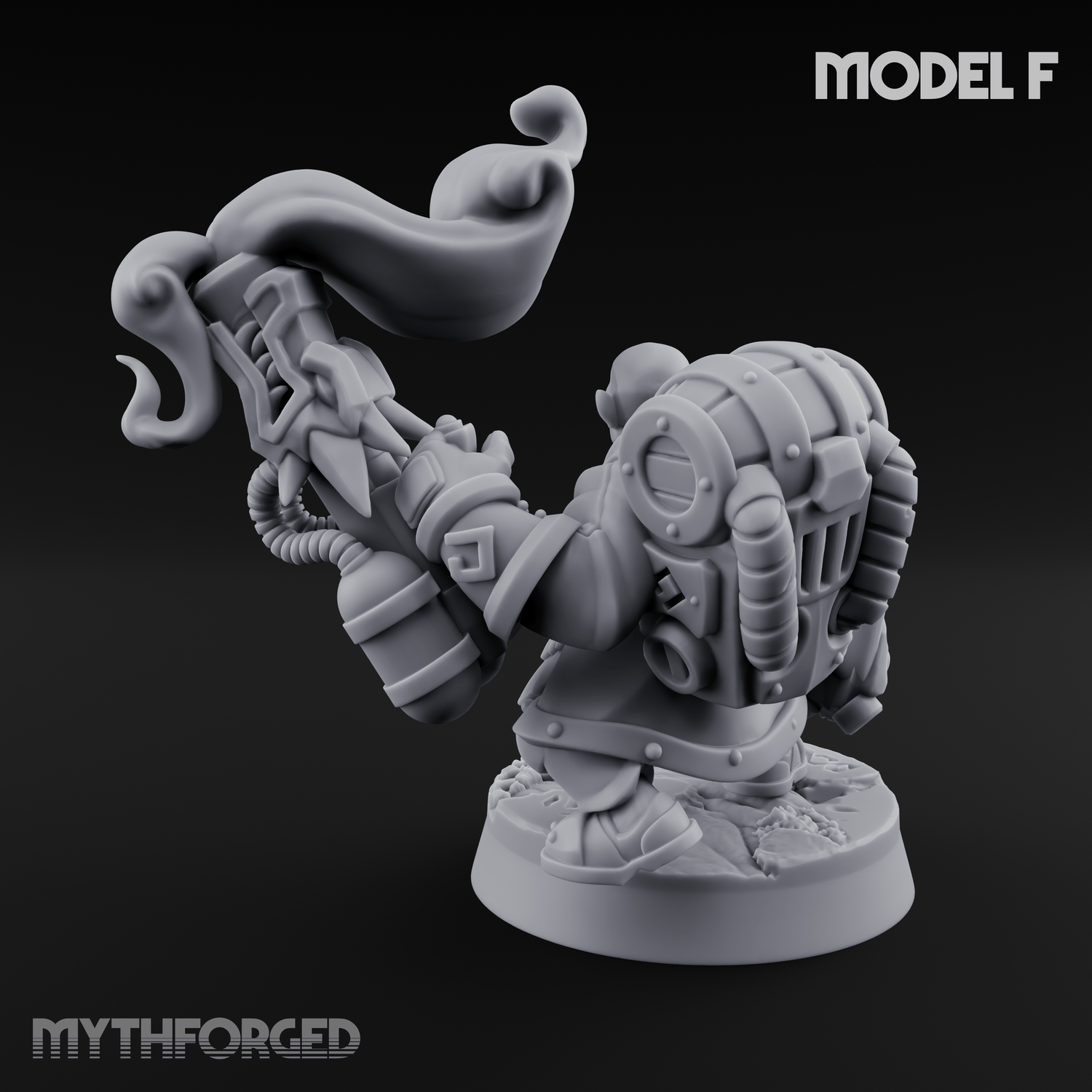 Clicking and Whirring Dwarf Artificers F Miniature for Dungeons and Dragons, Pathfinder or other TTRPGs