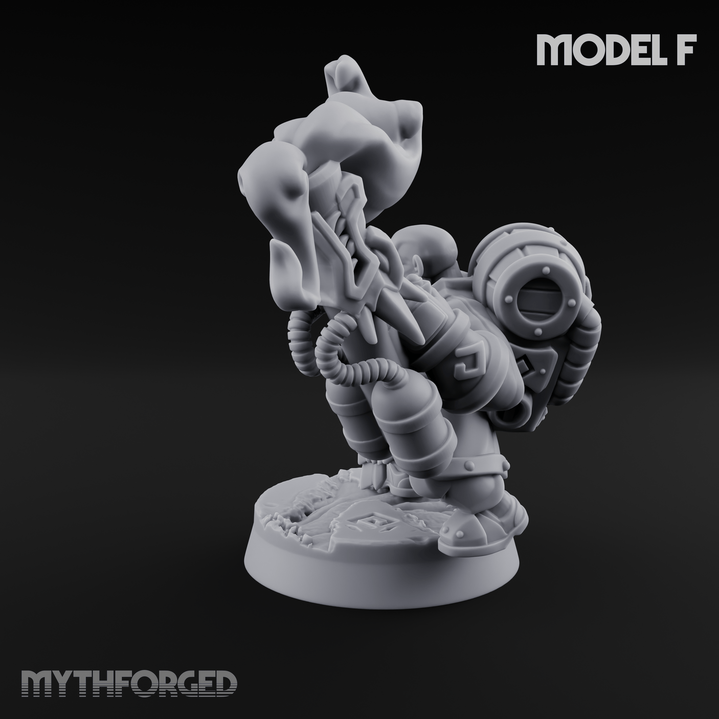 Clicking and Whirring Dwarf Artificers F Miniature for Dungeons and Dragons, Pathfinder or other TTRPGs