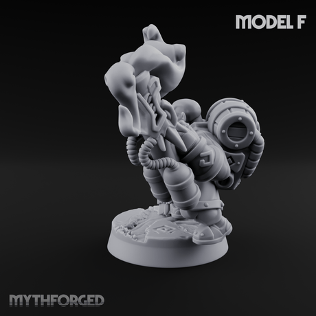 Clicking and Whirring Dwarf Artificers F Miniature for Dungeons and Dragons, Pathfinder or other TTRPGs