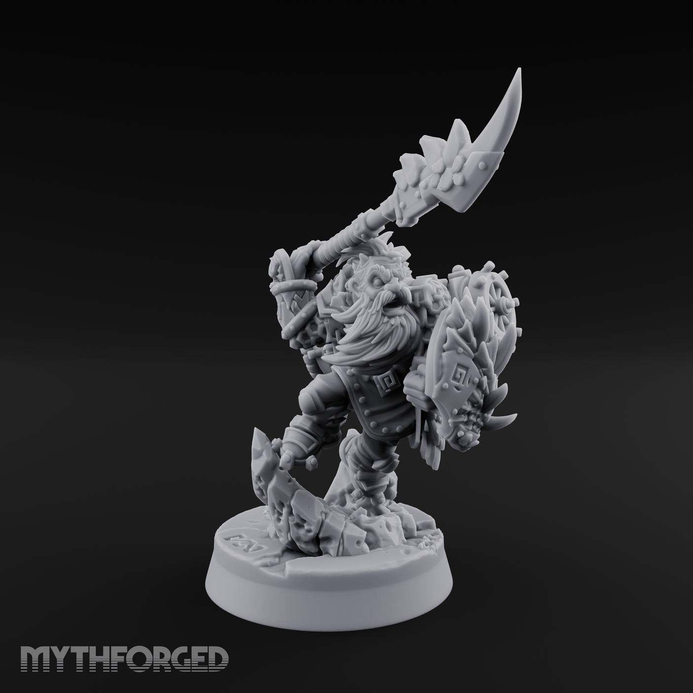 Weapon Held High Triumphant Fire Dwarf Warlord Miniature for Dungeons and Dragons, Pathfinder or other TTRPGs
