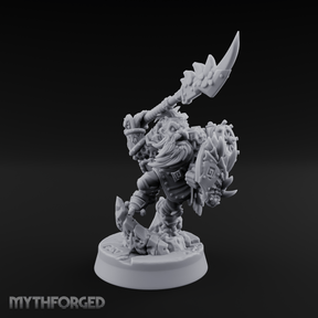 Weapon Held High Triumphant Fire Dwarf Warlord Miniature for Dungeons and Dragons, Pathfinder or other TTRPGs
