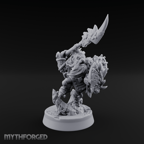 Weapon Held High Triumphant Fire Dwarf Warlord Miniature for Dungeons and Dragons, Pathfinder or other TTRPGs
