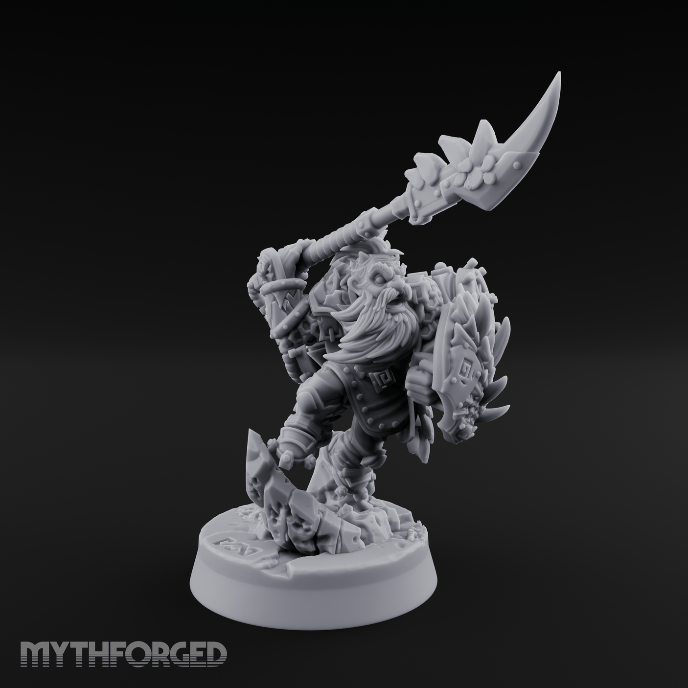 Weapon Held High Triumphant Fire Dwarf Warlord Miniature for Dungeons and Dragons, Pathfinder or other TTRPGs