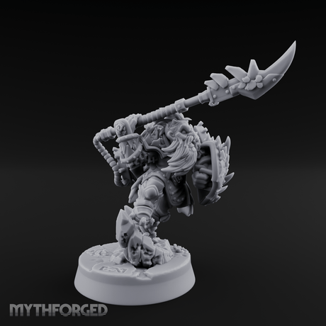 Weapon Held High Triumphant Fire Dwarf Warlord Miniature for Dungeons and Dragons, Pathfinder or other TTRPGs