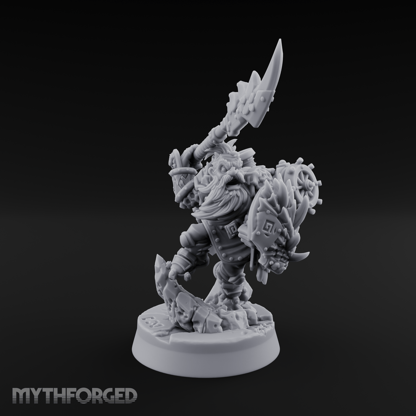 Weapon Held High Triumphant Fire Dwarf Warlord Miniature for Dungeons and Dragons, Pathfinder or other TTRPGs